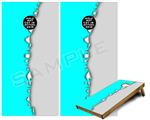 Cornhole Game Board Vinyl Skin Wrap Kit - Premium Laminated - Ripped Colors Neon Teal Gray fits 24x48 game boards (GAMEBOARDS NOT INCLUDED)