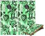 Cornhole Game Board Vinyl Skin Wrap Kit - Premium Laminated - Scene Kid Sketches Green fits 24x48 game boards (GAMEBOARDS NOT INCLUDED)