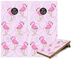 Cornhole Game Board Vinyl Skin Wrap Kit - Premium Laminated - Flamingos on Pink fits 24x48 game boards (GAMEBOARDS NOT INCLUDED)