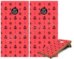 Cornhole Game Board Vinyl Skin Wrap Kit - Nautical Anchors Away 02 Coral fits 24x48 game boards (GAMEBOARDS NOT INCLUDED)