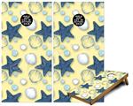 Cornhole Game Board Vinyl Skin Wrap Kit - Starfish and Sea Shells Yellow Sunshine fits 24x48 game boards (GAMEBOARDS NOT INCLUDED)