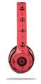 WraptorSkinz Skin Decal Wrap compatible with Beats Solo 2 and Solo 3 Wireless Headphones Nautical Anchors Away 02 Coral (HEADPHONES NOT INCLUDED)