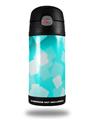 Skin Decal Wrap for Thermos Funtainer 12oz Bottle Bokeh Squared Neon Teal (BOTTLE NOT INCLUDED) by WraptorSkinz