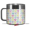 Skin Decal Wrap for Yeti Coffee Mug 14oz Kearas Hearts White - 14 oz CUP NOT INCLUDED by WraptorSkinz