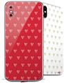 2 Decal style Skin Wraps set for Apple iPhone X and XS Hearts Red On White