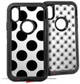 2x Decal style Skin Wrap Set compatible with Otterbox Defender iPhone X and Xs Case - Kearas Polka Dots White And Black (CASE NOT INCLUDED)