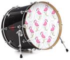 Decal Skin works with most 24" Bass Kick Drum Heads Flamingos on White - DRUM HEAD NOT INCLUDED