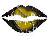 Barbwire Heart Yellow - Kissing Lips Fabric Wall Skin Decal measures 24x15 inches