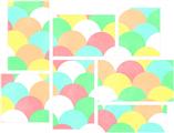 Brushed Cirlces Multi Light - 7 Piece Fabric Peel and Stick Wall Skin Art (50x38 inches)